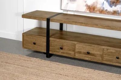 Otto 4-drawer Solid Wood 70" TV Stand Brown and Gunmetal