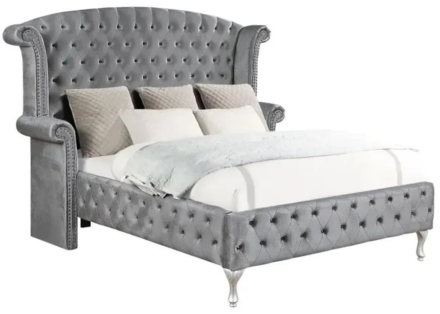 Deanna Eastern King Tufted Upholstered Bed Grey