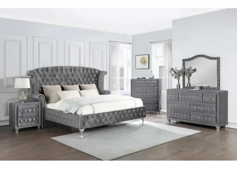 Deanna Eastern King Tufted Upholstered Bed Grey