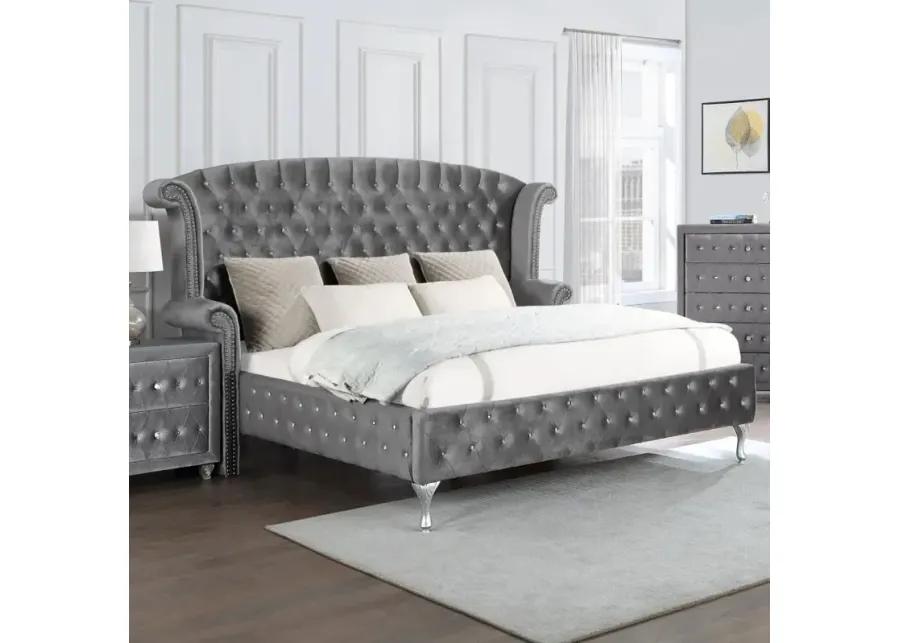 Deanna Eastern King Tufted Upholstered Bed Grey