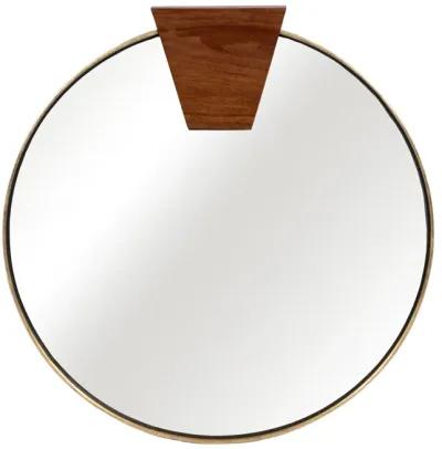 32x32 Round Wood Piece Mirror, Gold