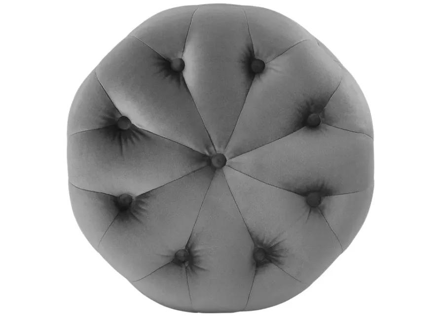 Amour Tufted Button Round Performance Velvet Ottoman