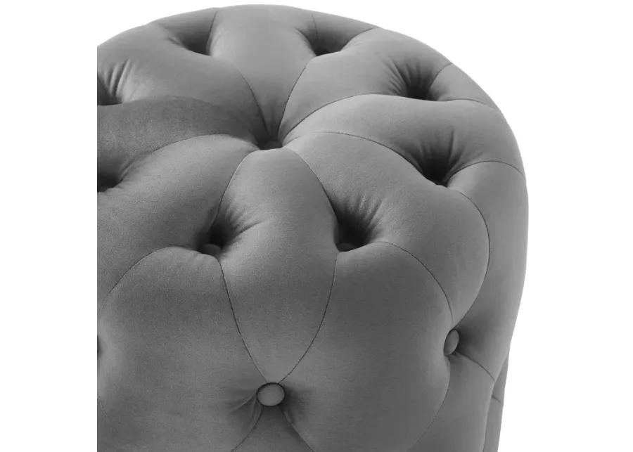 Amour Tufted Button Round Performance Velvet Ottoman