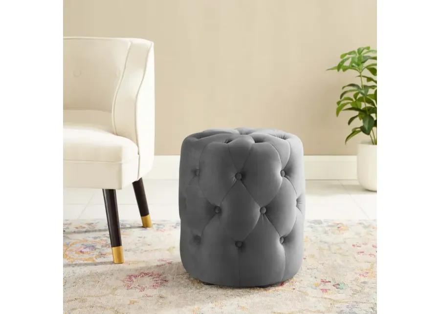 Amour Tufted Button Round Performance Velvet Ottoman