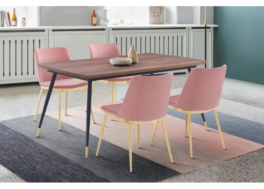 Messina Pink Velvet 5 Piece Rectangular Dining Set