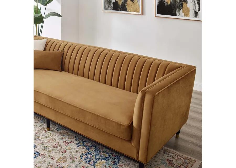 Devote Channel Tufted Performance Velvet Sofa