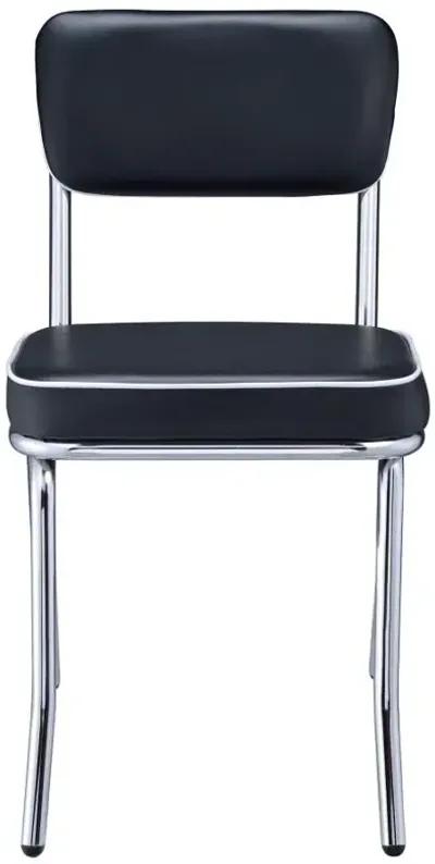 Retro Open Back Side Chairs Black and Chrome (Set of 2)