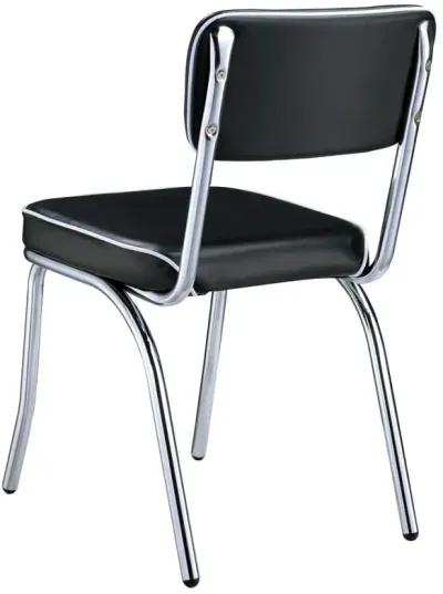 Retro Open Back Side Chairs Black and Chrome (Set of 2)