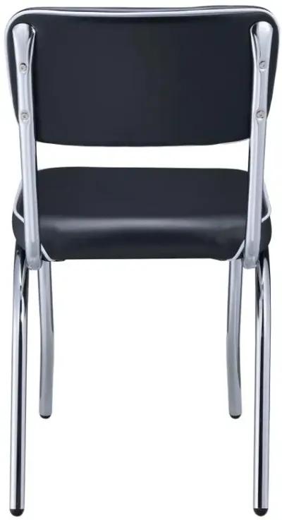 Retro Open Back Side Chairs Black and Chrome (Set of 2)