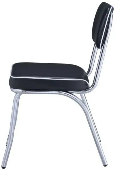 Retro Open Back Side Chairs Black and Chrome (Set of 2)