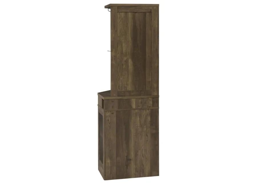 Alviso Corner Bar Cabinet with Stemware Rack Rustic Oak