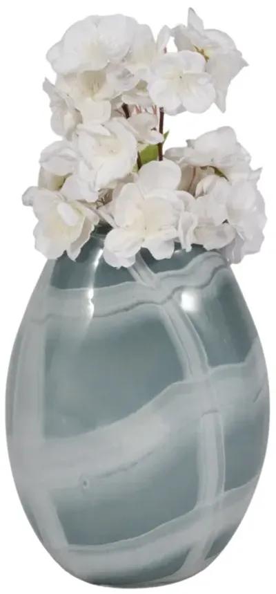 9" Slim Swirled Vase, Blue/white