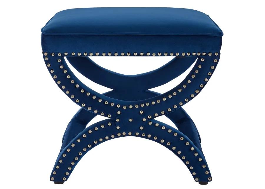 Expound Upholstered Nailhead Trim Performance Velvet Ottoman