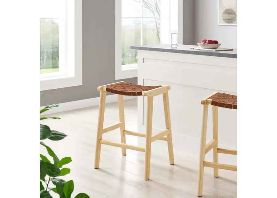 Saoirse Faux Leather Wood Counter Stool - Set of 2