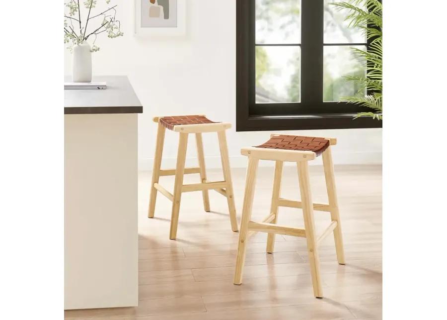 Saoirse Faux Leather Wood Counter Stool - Set of 2