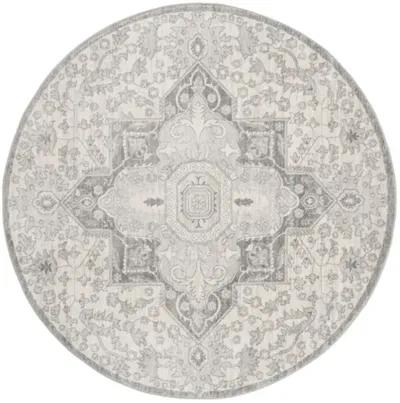 Brentwood 816 Grey / Cream 3' X 3' Round Round Powerloomed Rug