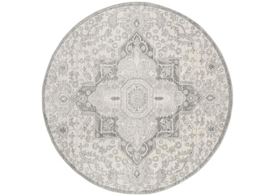 Brentwood 816 Grey / Cream 3' X 3' Round Round Powerloomed Rug