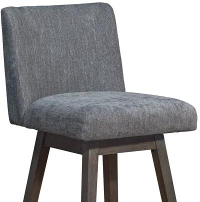 Basila Swivel Bar Stool in Gray Oak Wood Finish with Gray Fabric