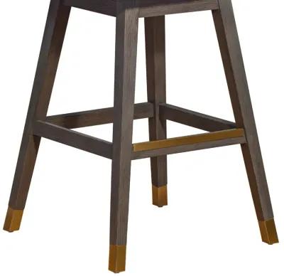 Basila Swivel Bar Stool in Gray Oak Wood Finish with Gray Fabric