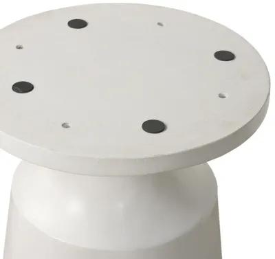 Pinni White Concrete Round Dining Table with Bronze Painted Accent