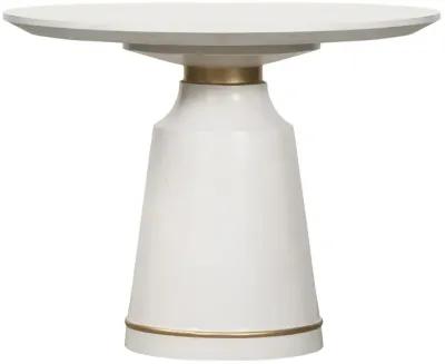 Pinni White Concrete Round Dining Table with Bronze Painted Accent