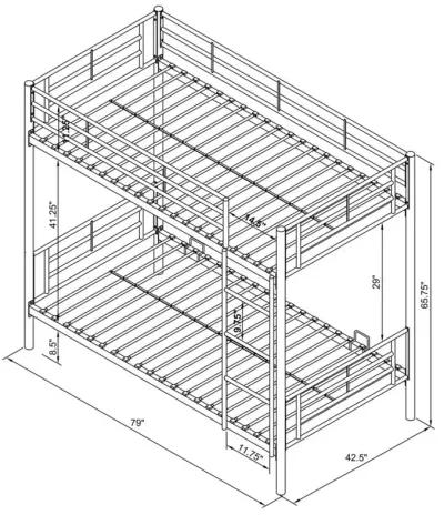 Hayward Twin Over Twin Bunk Bed Silver