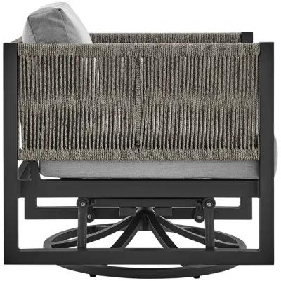 Cuffay Outdoor Patio Swivel Glider Lounge Chair in Black Aluminum with Gray Cushions