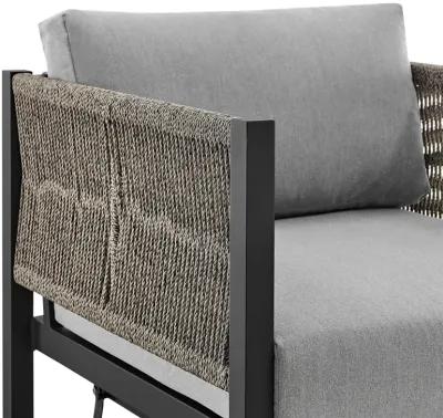 Cuffay Outdoor Patio Swivel Glider Lounge Chair in Black Aluminum with Gray Cushions