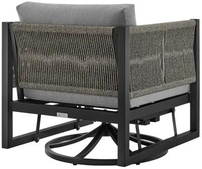 Cuffay Outdoor Patio Swivel Glider Lounge Chair in Black Aluminum with Gray Cushions