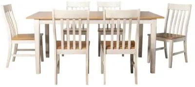 Kirby 7-piece Dining Set Natural and Rustic Off White