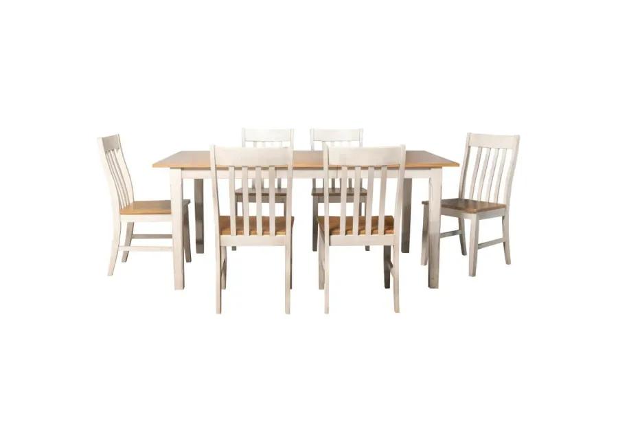 Kirby 7-piece Dining Set Natural and Rustic Off White