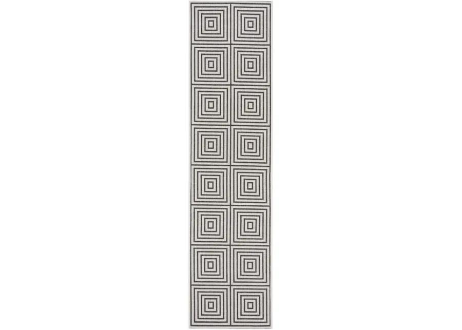 LINDEN 123 Collection LND123A-28 Light Grey / Charcoal 2'-2" X 8'