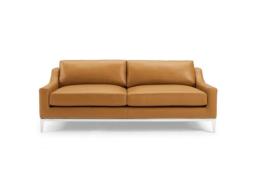 Harness 83.5" Stainless Steel Base Leather Sofa