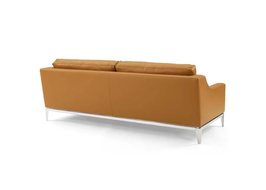 Harness 83.5" Stainless Steel Base Leather Sofa