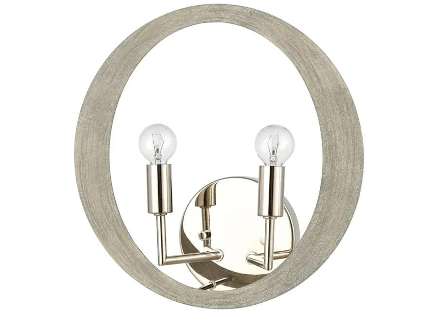 Retro Rings 12" High 2-Light Sconce - Sandy Beechwood