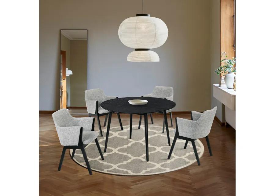 Arcadia and Renzo 48" Round Grey and Black Wood 5 Piece Dining Set