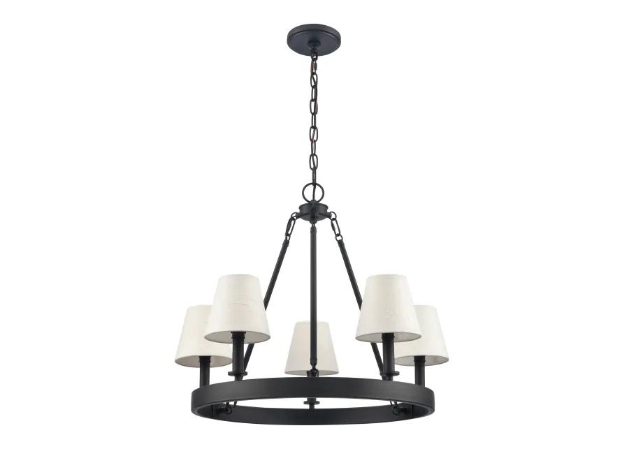 Rydell 24.5'' Wide 5-Light Chandelier - Matte Black and Parchment