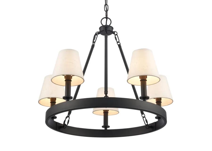 Rydell 24.5'' Wide 5-Light Chandelier - Matte Black and Parchment