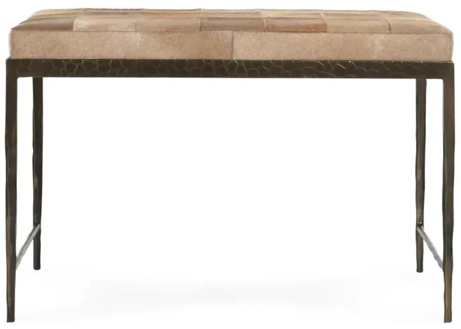 Achen Leather Hide Ottoman Bench in Blond