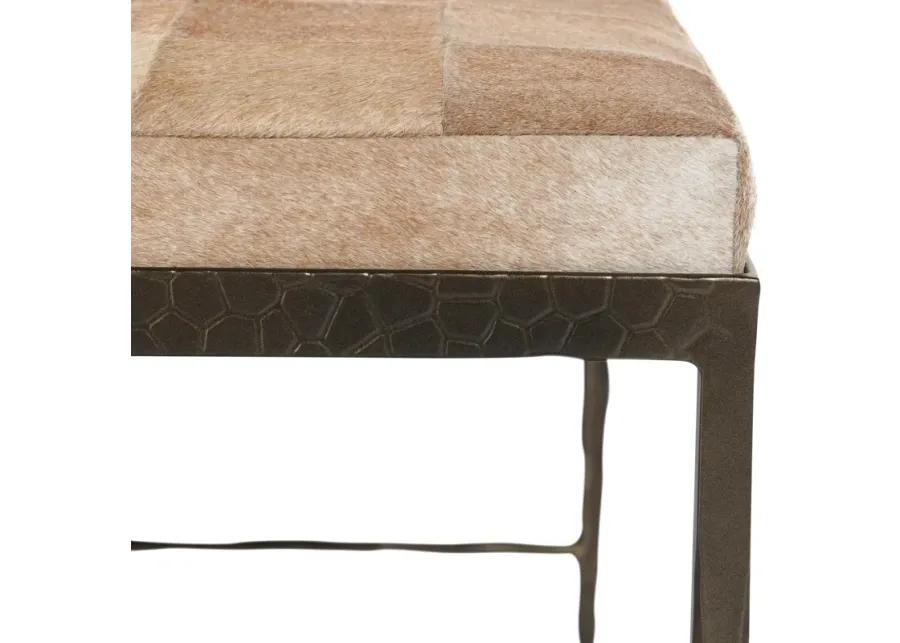 Achen Leather Hide Ottoman Bench in Blond