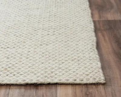 Windsor Beige Basket weave Wool 7'6" x 9'6" Rectangle Rug