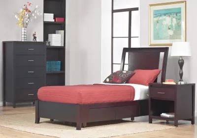 Nevis California King-size Low Profile Storage Bed in Espresso