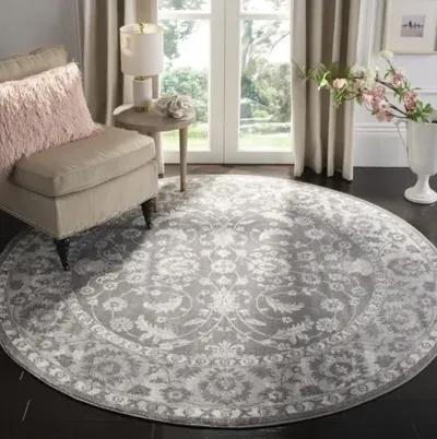 Brentwood 844 Cream / Grey 6'-7" X 6'-7" Round Round Powerloomed Rug