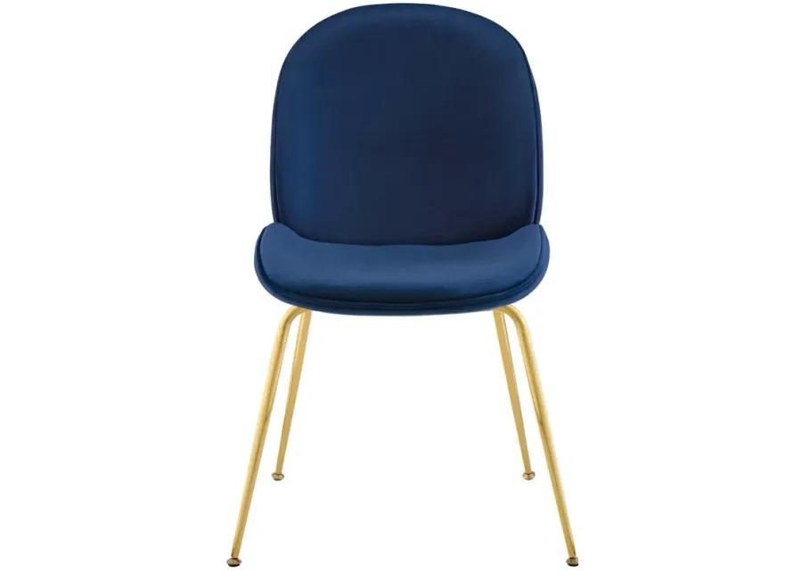 Scoop Gold Stainless Steel Leg Performance Velvet Dining Chair