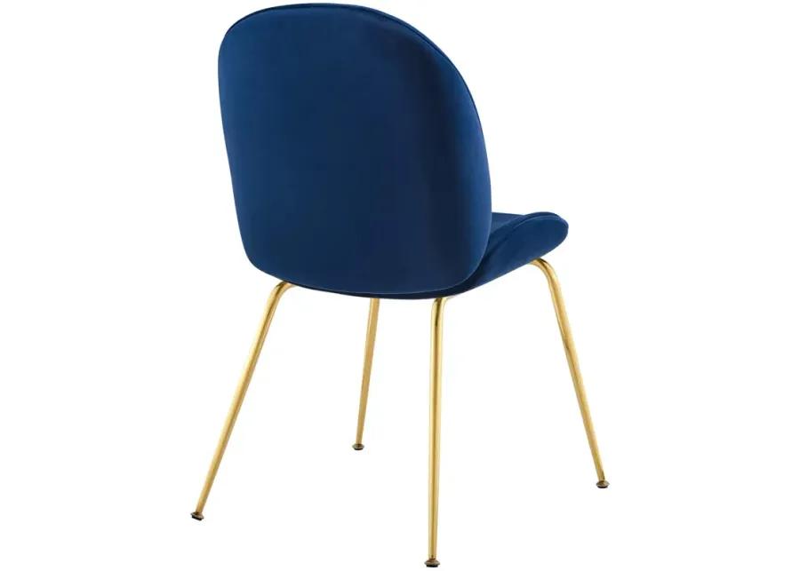 Scoop Gold Stainless Steel Leg Performance Velvet Dining Chair