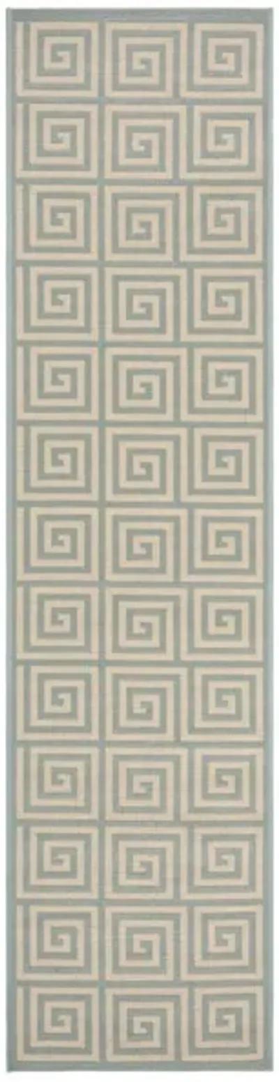 LINDEN 129 Collection LND129L-28 Cream / Aqua 2'-2" X 8'