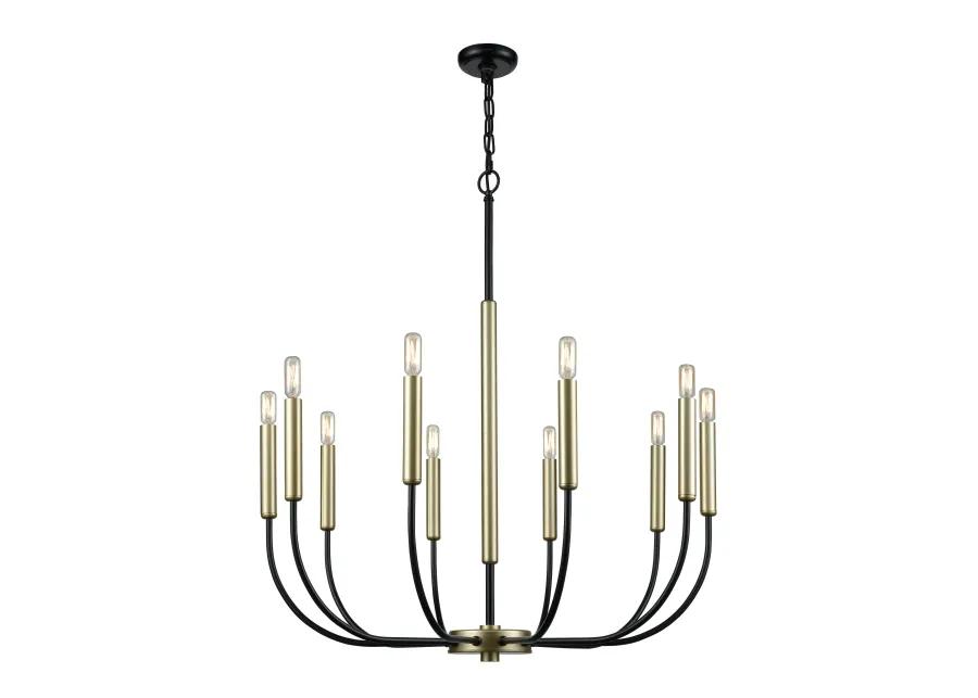 Transatlantique 34" Wide 10-Light Chandelier - Black