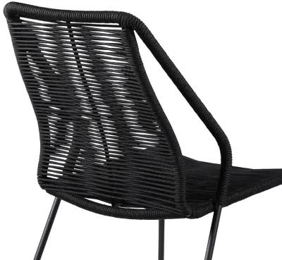 Clip Indoor Outdoor Stackable Steel Dining Chair with Black Rope - Set of 2