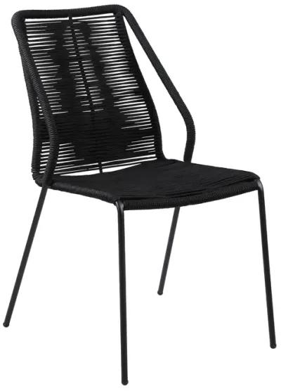 Clip Indoor Outdoor Stackable Steel Dining Chair with Black Rope - Set of 2