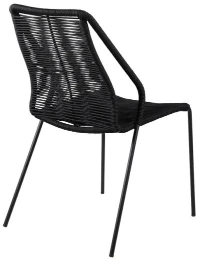 Clip Indoor Outdoor Stackable Steel Dining Chair with Black Rope - Set of 2